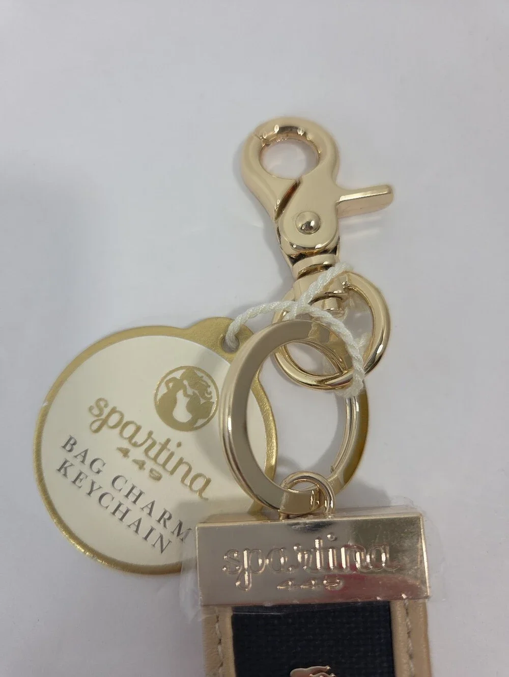 Spartina 449 Grab N Go Keychain Bag Charm Embroidered Anchor Navy NEW